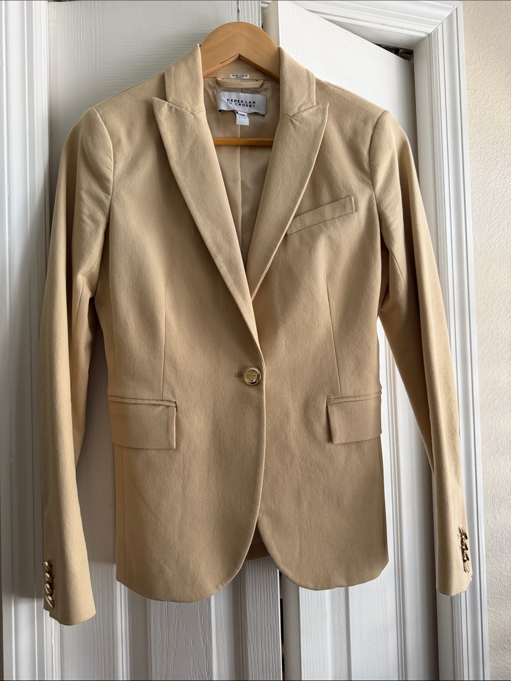 Derek Lam Beige Single-Button Tailored Blazer